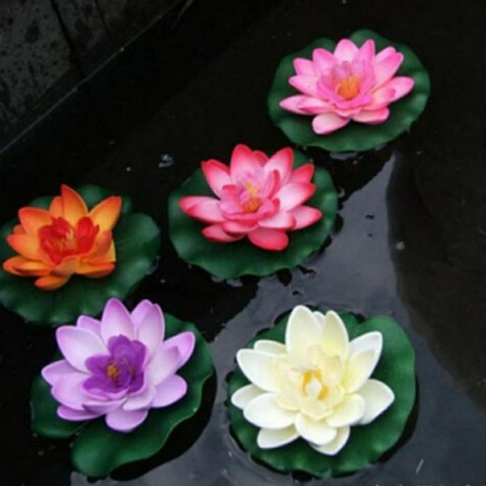 bunga teratai plastik bunga hiasan kolam ikan air bunga lotus plastik