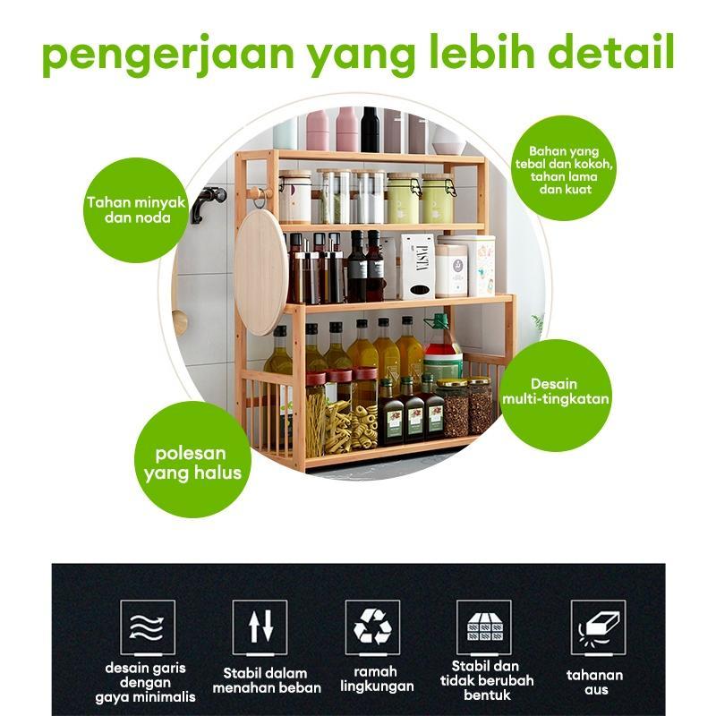 Rak Dapur Rak Bumbu Dapur Bambu Serbaguna Rak Botol Bumbu Rak Dapur Susun Multifungsi Estetik Cod