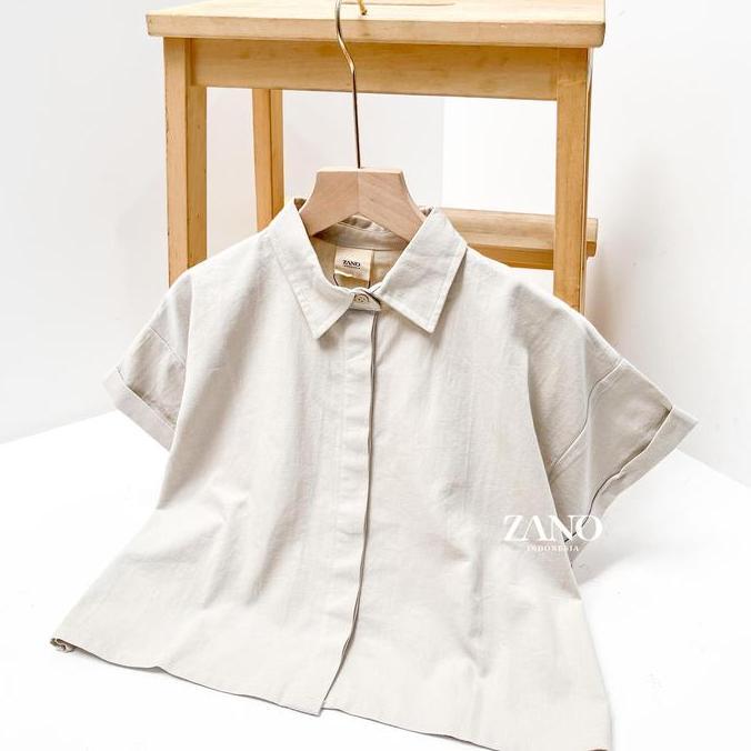 ZANO BASIC Kemeja Crop Kian Kemeja Casual Wanita Lengan Pendek GS