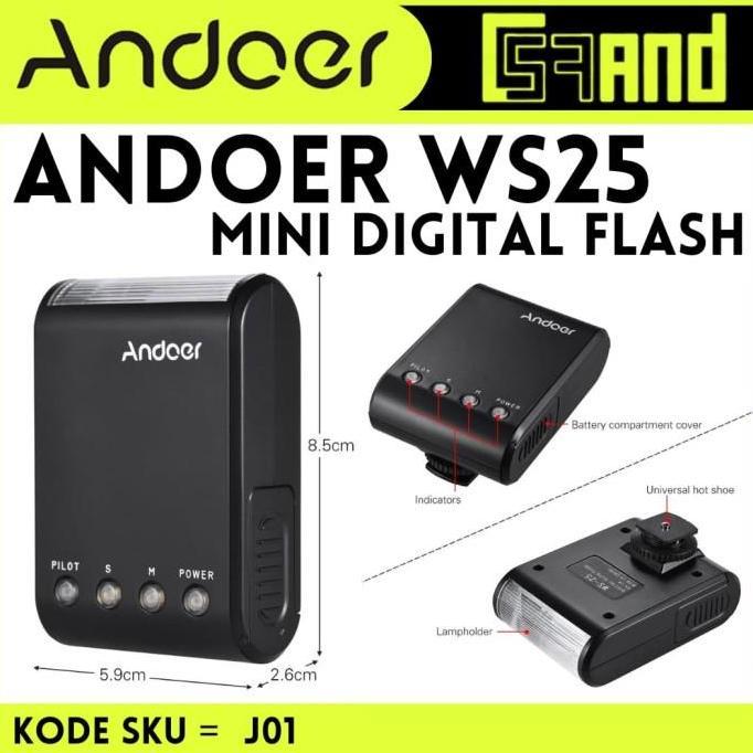 BEBAS ONGKIR - Andoer WS25 Lampu Flash Kamera Digital Camera Video Light Smartphone