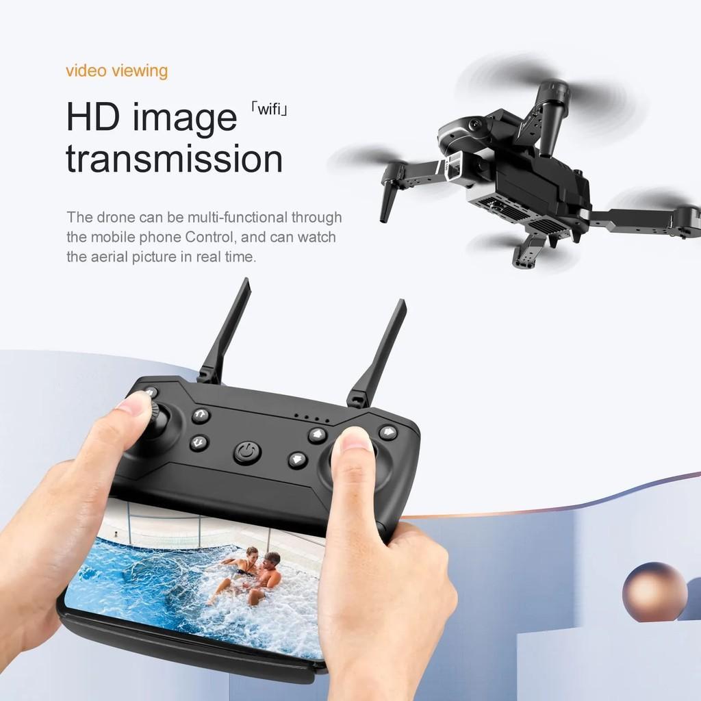 Drone 4K Dual Kamera Drone E100 Obstacle Avoidance Camera - Wirelessku