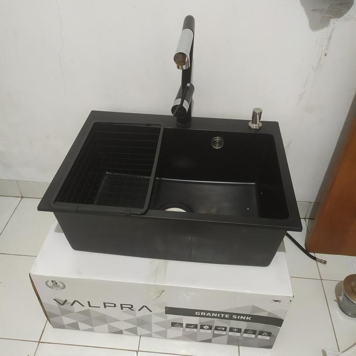 valpra kitchen sink granit 6146 hitam complete/sink granit V GE 6146 VALPRA black