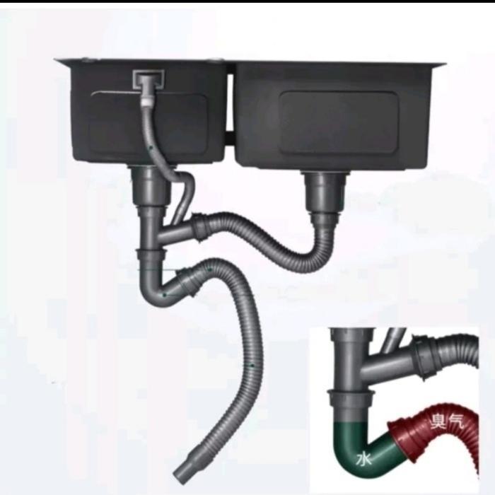 Paket Kitchen Sink Stainless 8245 / Bak Cuci Piring 2 Lubang Stinless