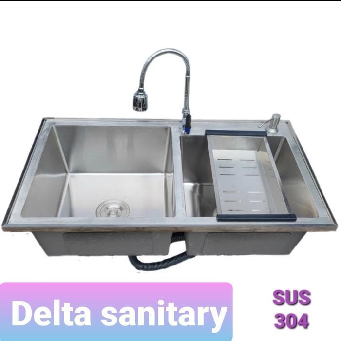 BAK CUCI PIRING STAINLESS / KITCHEN ZINK 2 LOBANG 82 4522