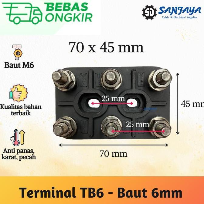 TB 6MM - TERMINAL KONEKSI ELEKTRO DINAMO MOTOR 70x45MM TERBAIK