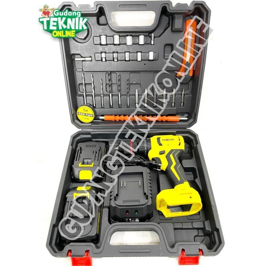 REZORHA Mesin Bor CORDLESS 10mm HASSTON 3075-025 21V / Mesin Bor Tangan BATERAI Kayu Besi Beton 3075