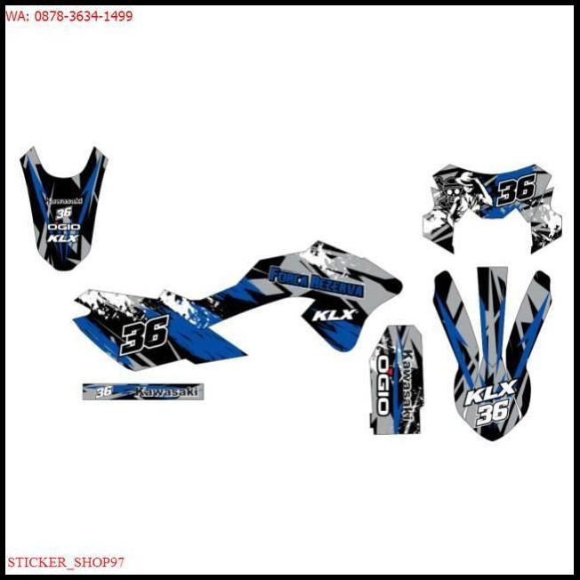 HOT DEAL PREMIUM DECAL STIKER KLX 150 BF SE MOTIF BERCAK ABU BIRU FREE NAMA 