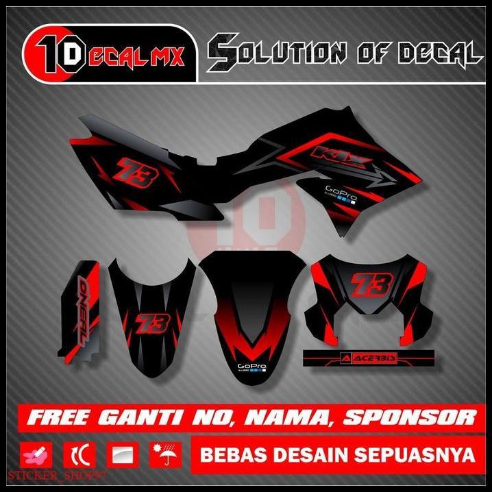 TERLARIS PREMIUM DECAL STIKER KLX DTRACKER NEW SIMPLE MERAH !!!!!