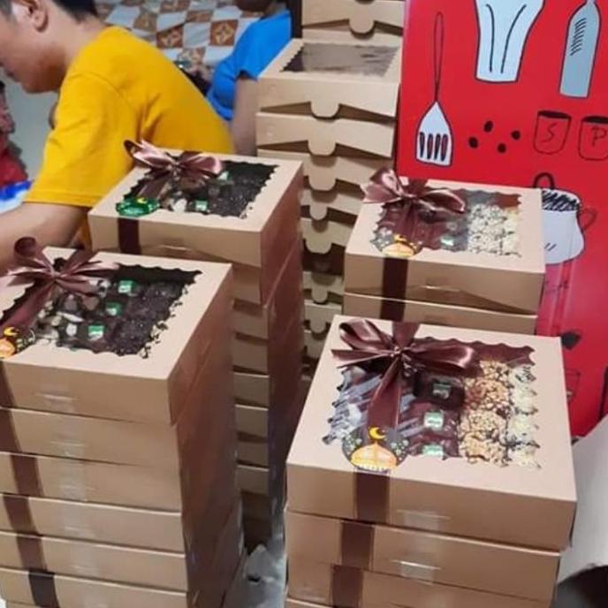 dus brownies | dus kue uk 15 x 15 x 5 , kraft 350, laminasi plastik