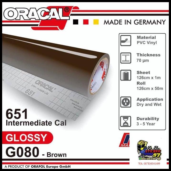 BEST DEAL STICKER ORACAL 651 - G080 BROWN GLOSS STIKER [METERAN] 