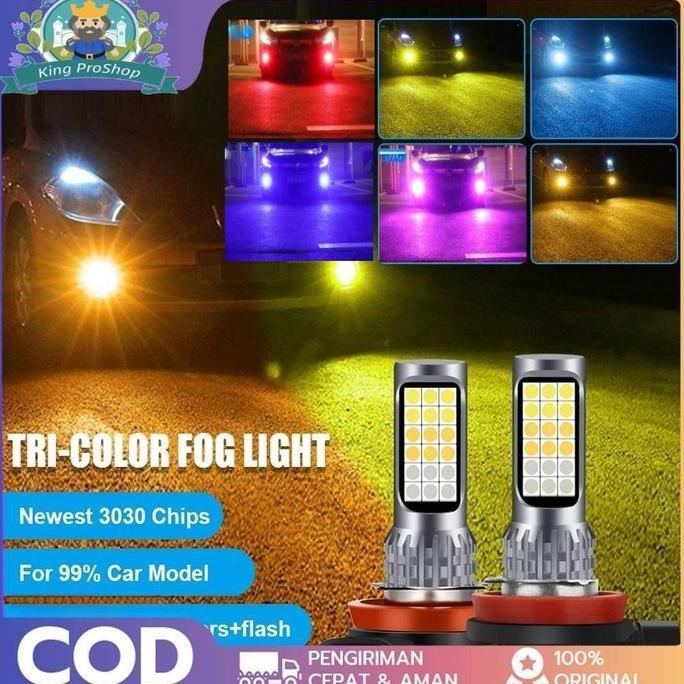 Led Foglamp 3 Warna H8/H11/H16 - White Yellow Ice Blue  Untuk Avanza Xenia Calya Sigra Agya Jazz Br-