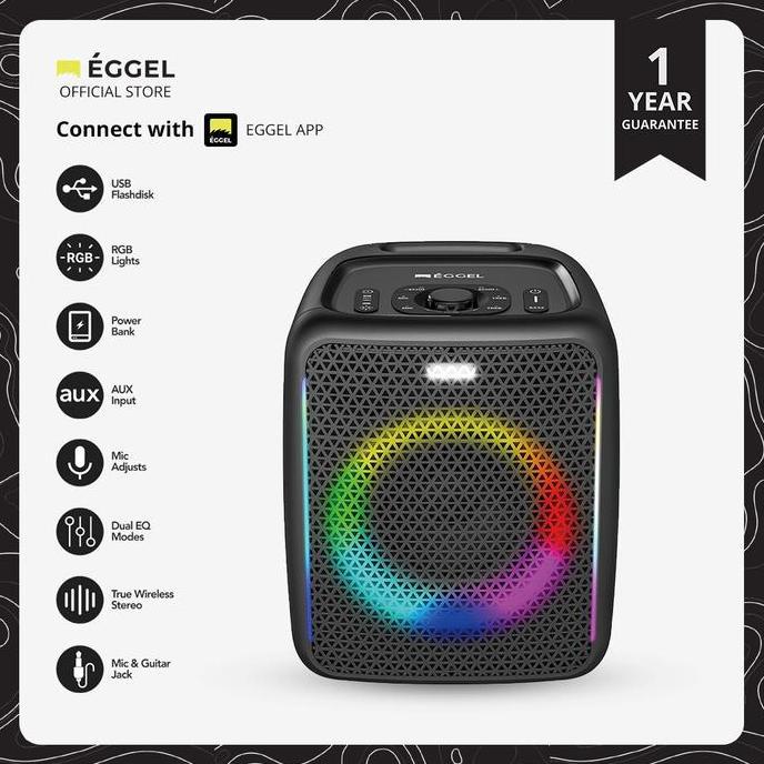 evacost - eggel fortis 2 portable party speaker with rgb lights