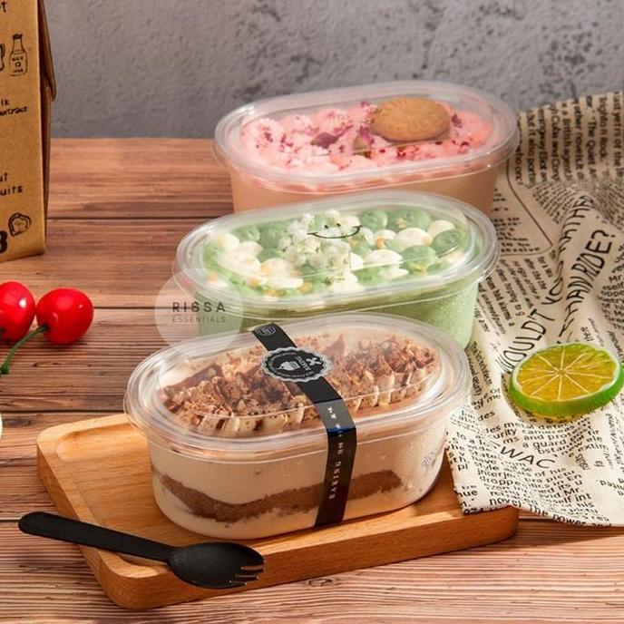 [Isi10] Kotak Packaging Oval Lunch Box Cake Kue Pudding Dessert Box