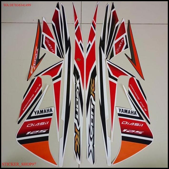 HOT DEAL (ORI) STRIPING MOTOR YAMAHA XEON RC 125 2013 PUTIH OREN BODY STANDAR 