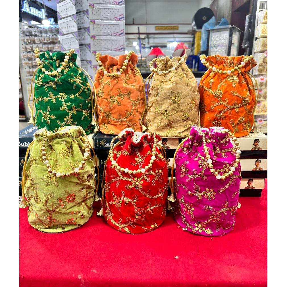 Tas Etnik India Serut Bordiran Wanita Pesta terlaris