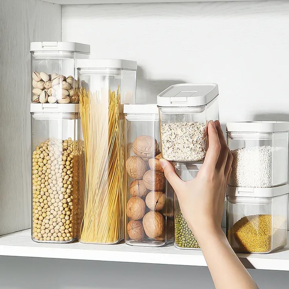 Toples Kotak Snack Kedap Udara / Toples Snack Bening Tebal / Toples Pasta Tebal Putih / Toples Gift 