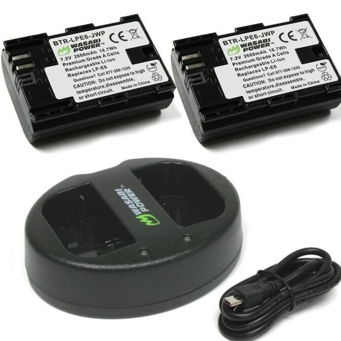 TERBARU - Wasabi Power Battery & Charger for Canon LP-E6 LP-E6N LP-E6NH E6 E6N E6NH LPE6 LPE6N LPE6N