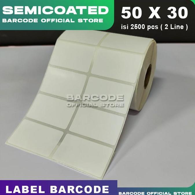 Kertas Label Stiker Barcode Semicoated Uk 50 x 30 mm Gap Perforasi (TERBAIK) (TERBARU) (TERMURAH)