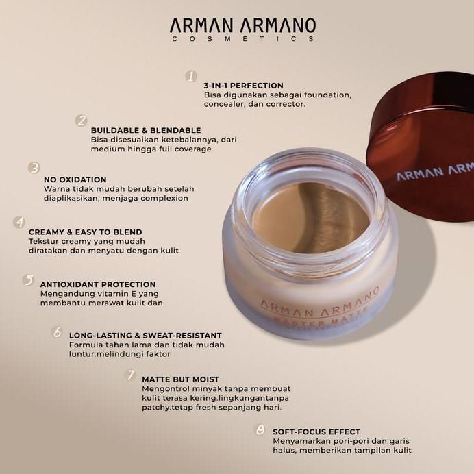 New ARMAN ARMANO - MASTER MATTE CREAM FOUNDATION - Foundation Padat  Matte Finish - Concealer & Corr