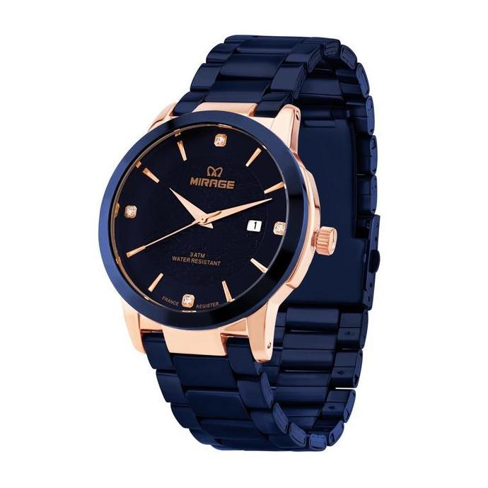 Mirage Watch - Jam Tangan Analog Pria Terbaru Keren Tahan Air Blue Navy Rosegold 8809 / 8894 M Berga