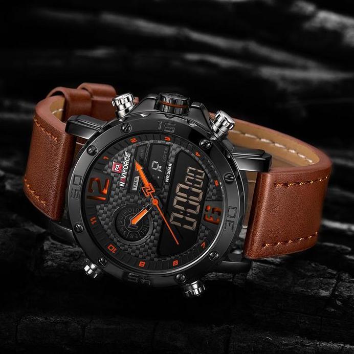 Naviforce Double Time Kulit - Jam Tangan Pria - 9134 - Original