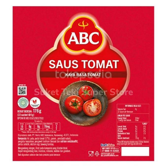 Sale Terlaris Saus Tomat Abc Sachet Stik Per Bungkus 176Gr Isi 8Gr X 22 Sachet