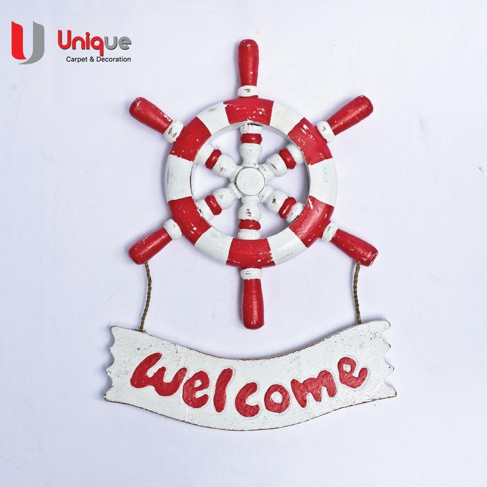 Pajangan Hiasan Kayu Model Nahkoda Kapal / Pajangan Dinding Welcome Nahkoda