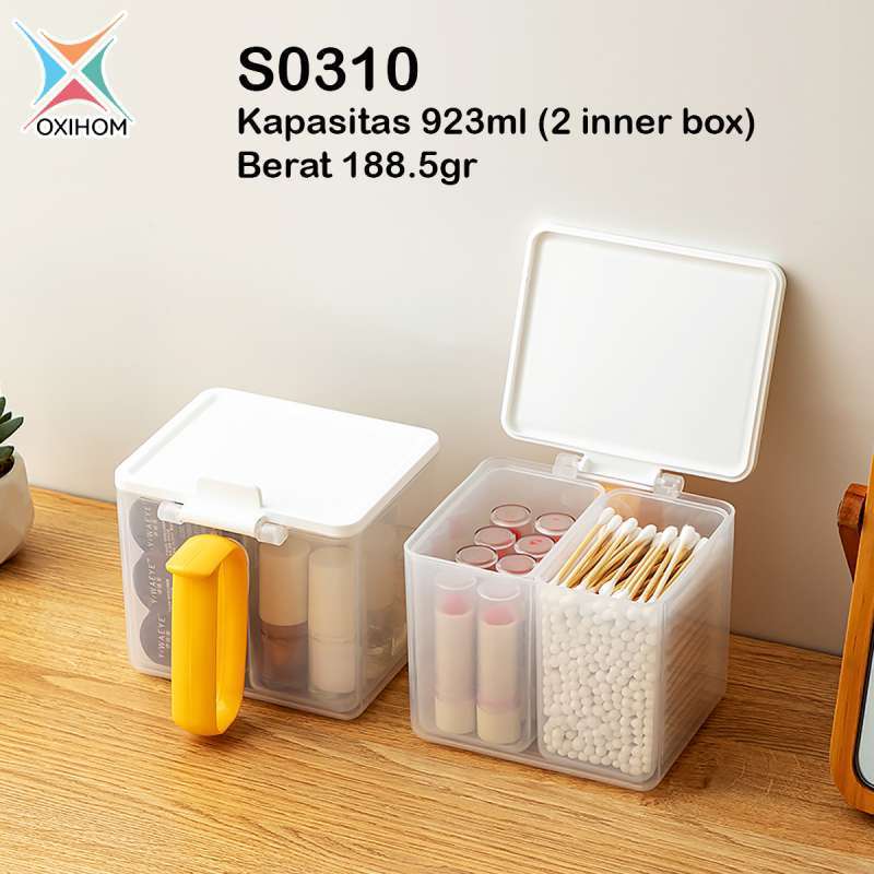 Oxihom Toples Plastik Bening Tempat Bumbu Dapur Tempat Make Up Kotak Penyimpanan