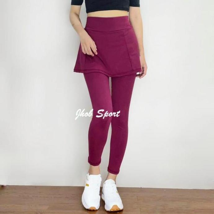 KADENS Celana Legging Rok Senam Wanita Polos/Legging Rok Panjang/Legging Senam Muslimah/Celana Senam