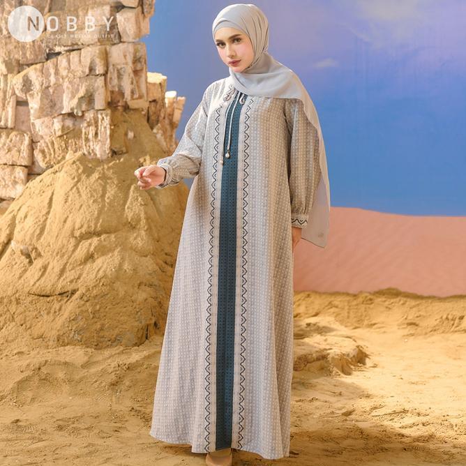 Nobby Draswari Dress Gamis Formal Muslim Wanita Bahan Woolpeach Ultimate Busui Friendly