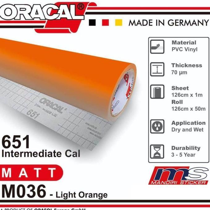 Promo Sticker ORACAL 651M - 036 Light Orange Matt Cutting Stiker (Meteran) Diskon