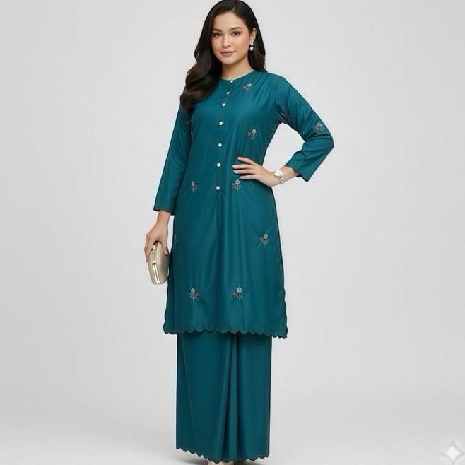 Stelan Rok Melayu Alena Baju Kurung Melayu Bordir Wanita