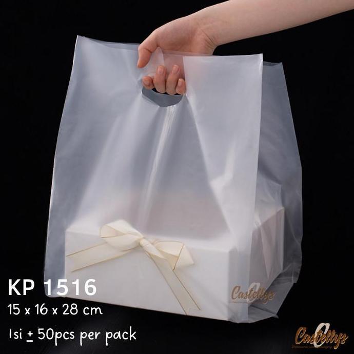 :::::::] Kantong Plastik KP1516 Polos Doff Kantongan Tenteng Goodie Bag Kue dll