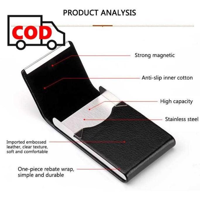 Kotak Bungkus Tempat Rokok Stainless Steel Cover Kulit Sintetis Elegan