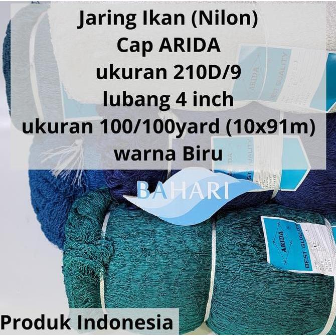 NEW Jaring Ikan Arida Nilon 210D/9 lubang 4" ukuran jaring 100/100yard (Nylon Multifilamen Net benan
