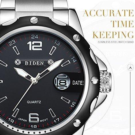 003Harga telah diganti, cepat beliBIDEN Jam Tangan Pria Olahraga Kuarsa Otomatis Date Tali Stainless