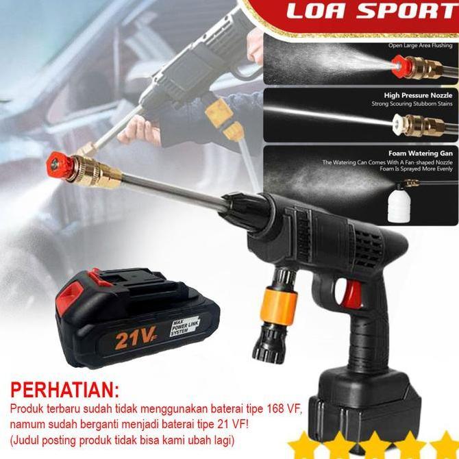 NEW Semprotan Air Cuci Mobil High Pressure Steam Sabun Baterai Cas 168 VF