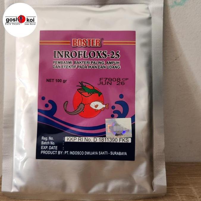 Boster Inrofloxs 25 Antibiotik Ikan Koi Enrofloxacin Anti Jamur Insang