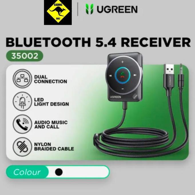 UGREEN Bluetooth Receiver BT 5.4 car Bluetooth Receiver 35002 Adapter 3.5mm with Dual Mic