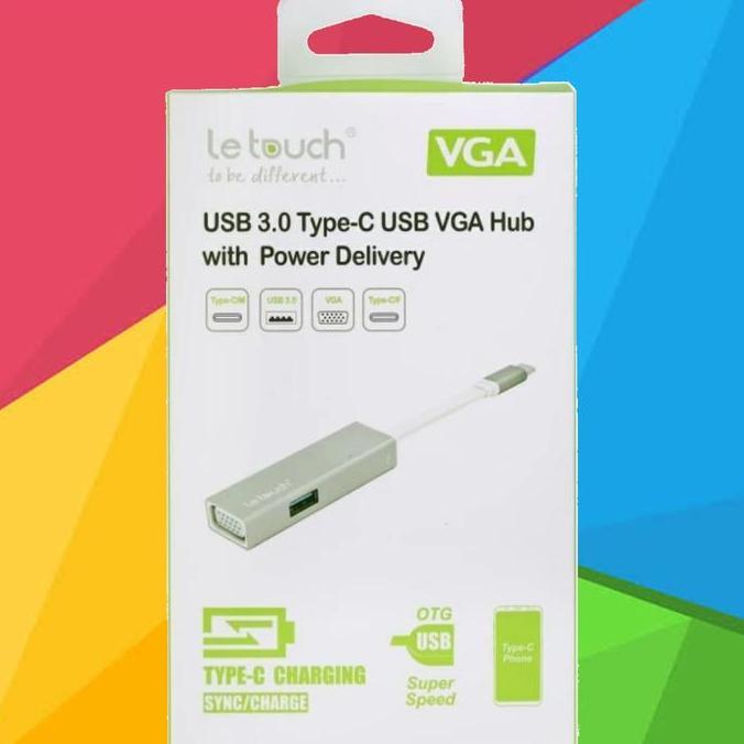 USB C Power Delivery Type C VGA HUB LETOUCH 3in1 GR typeC VGA USB3.0
