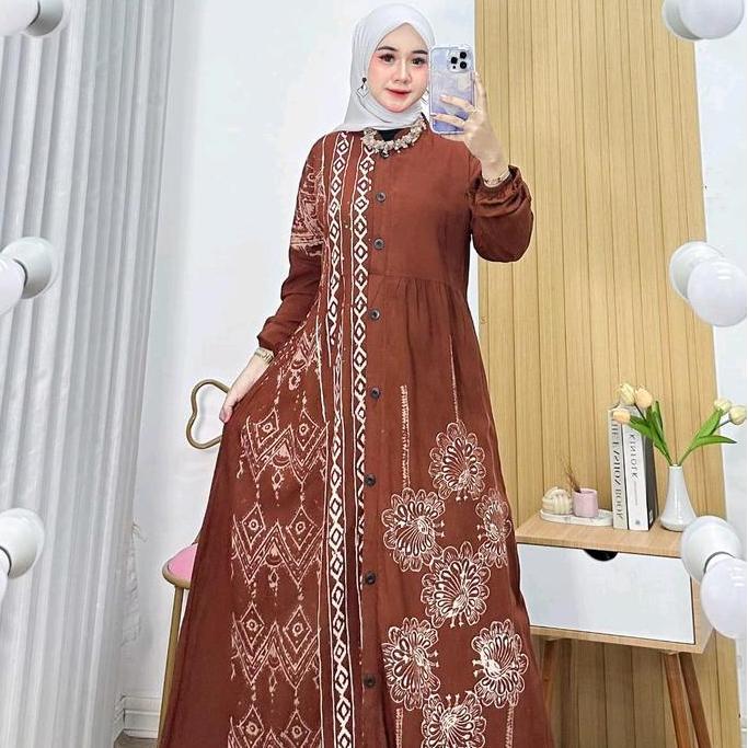 READY gamis batik cap rayon semi twill gamis terbaru super adem G00D QU4LITY