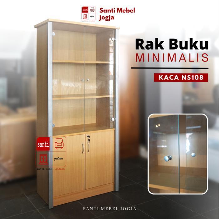 Rak Buku Lemari Buku minimalis Kaca NS108