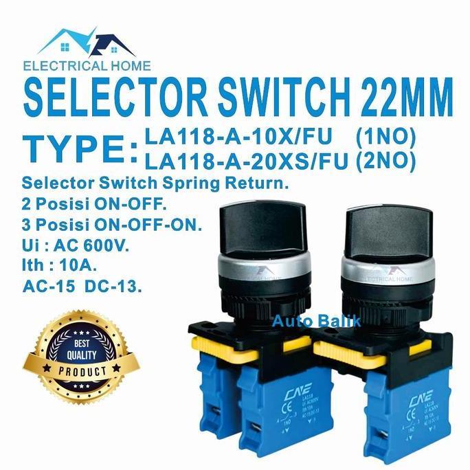 Sale Selector Switch Spring Return (Auto Balik) 2 Atau 3 Posisi 22Mm