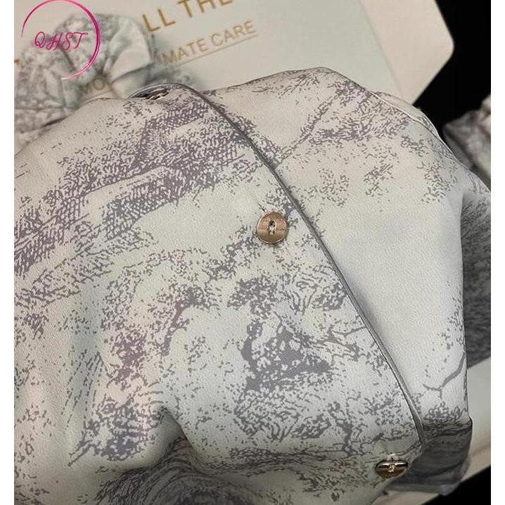 QHST Piyama Set Wanita Gaya Cina Lukisan Tinta Abu |  Lengan Panjang Celana Panjang | Baju Tidur Wan