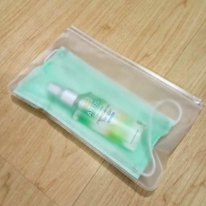 Dompet Tempat Wadah Penyimpanan Masker Plastik Mika Doff Zipper Pouch