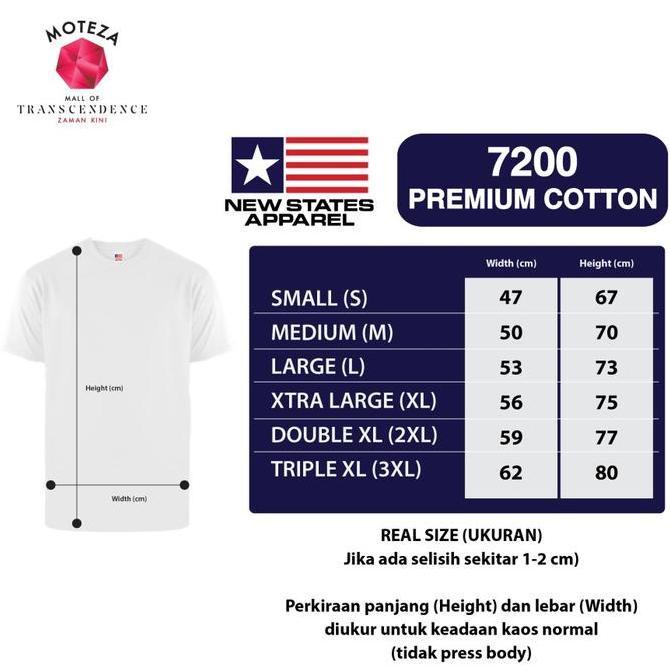Kaos Polos NSA ( New States Apparel ) 7200 Premium Cotton 24s - PUTIH & WARNA - SIZE S M L XL XXL Da