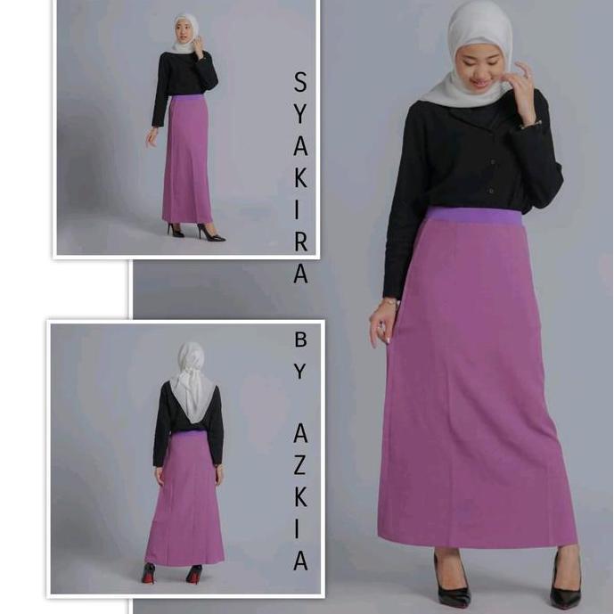 Rok kerja casual trendy wanita A line panjang terbaru modern kekinian pinggang full karet elastis po