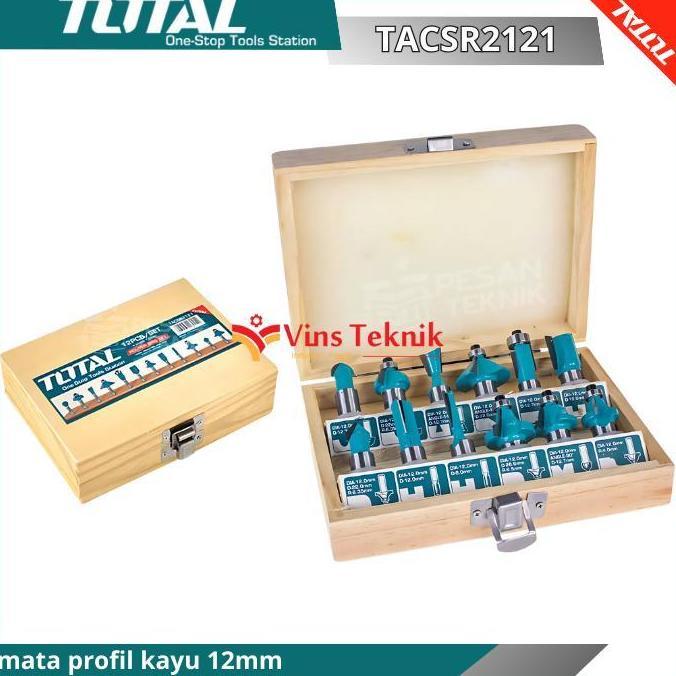 TOTAL TACSR2121 Mata Profil Kayu Besar Router Bits Set 12mm TA CSR2121