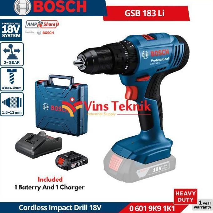 BOSCH GSB 183 LI Mesin Bor Tembok Baterai Cordless Impact Drill 18V GSB183Li