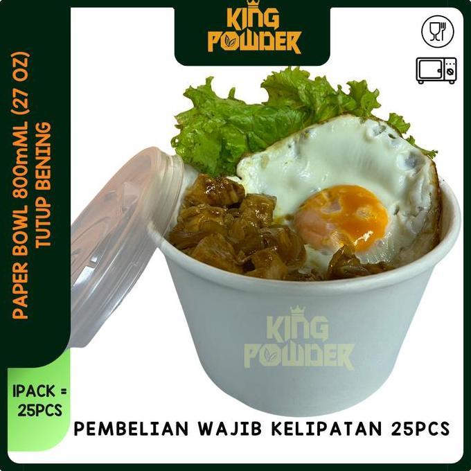Packingpac- Isi 25 Paper Bowl 360Ml/500/650/800/Ricebowl/Tempat Nasi/Box Nasi Bowl+Lid Isi 25